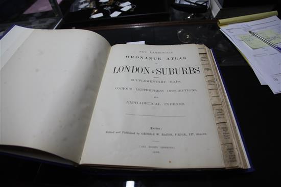New Large-Scale Ordnance Atlas of London and Suburbs, rebound, library stamps, George W.Bacon, 1888